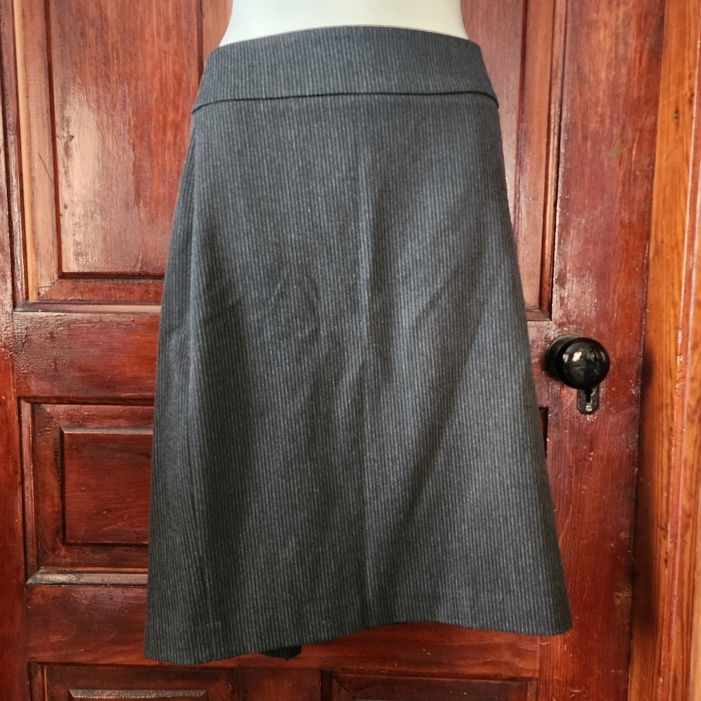 Elegant Charcoal Pinstripe A-Line Skirt